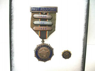 Ww1 American Legion Past Adjutant Medal And Pin 1920 - 21 - 22