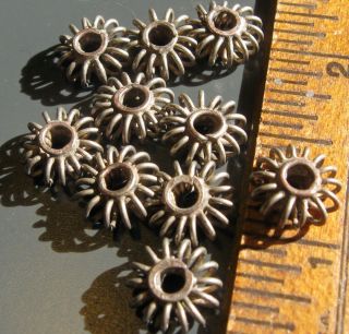 Gambia Delicate Metal Beads 10,  Brass Or Copper,  Silver Coated