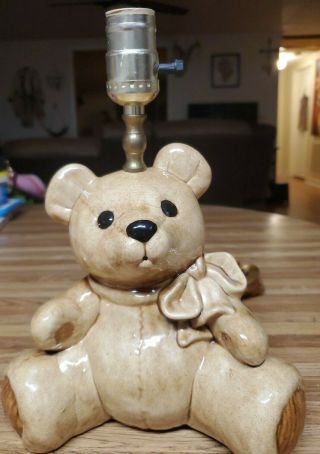 Kiddie Lites 12 " Tall Hand Painted In The Usa Teddy Bear Lamp Nursery