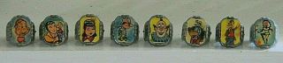 Complete Set Of 8 1950’s Howdy Doody Nabisco Flicker Flasher Ring Set