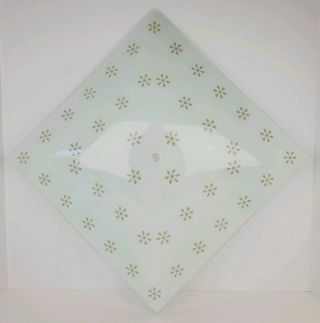 Vintage Square White Frosted Glass Textured Daisy Pattern Ceiling Fixture Shade
