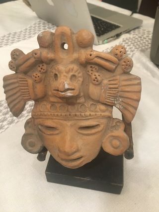 Vintage Mask Aztec/mayan Mexican Clay Pottery Wall Hanging 6 "