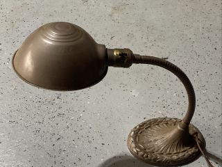 Vintage Art Deco Desk Lamp By Leviton Fine Standard Bulb Gooseneck