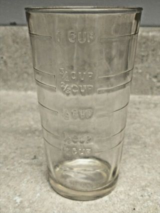 Antique 1920s Vintage Hazel - Atlas Clear Glass 1 Cup Measuring Glass - 5 " Rare