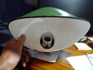 Vintage Green Porcelain Gas Station Barn Light Shade Angle Type Industrial