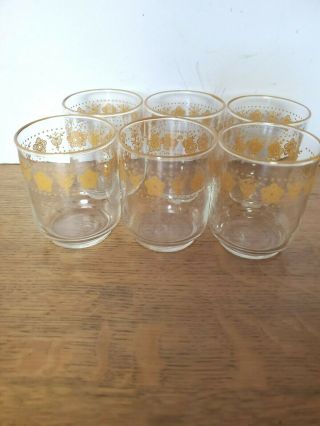 Vintage Set Of 6 Corelle Butterfly Gold 3 " Juice Glasses Glassware Libbey 4 Oz