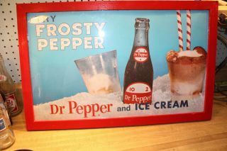 1964 Dr.  Pepper 10 - 2 - 4 Frosty Pepper Sign