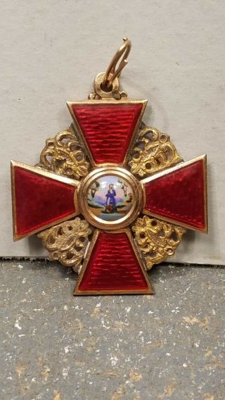 Imperial Russian Gold Order Of St.  Anna 3rd Class.  Cross Medal Badge Usa Only