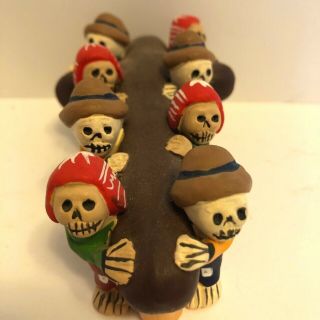Day Of The Dead Pottery Cross Shaped Coffin And Coffin Bearers Peru 5 Inches