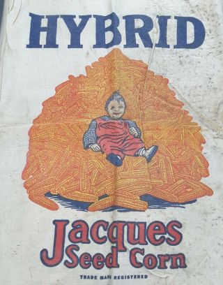Vintage Hybrid Seed Corn Cloth Sack Wm.  H.  Jacques Prescott Wisconsin Early