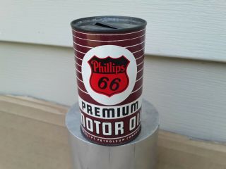 Vintage Phillips 66 Premium Motor Oil Tin Litho Advertising Oil Can Bank