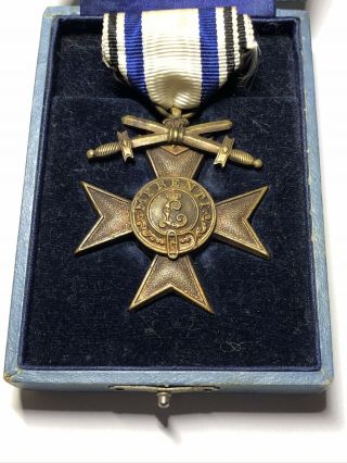 Imperial German Bavarian Wwi Military Merit Cross 3rd Class With Swords In Case