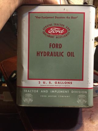 Vintage Ford Tractor Hydraulic Oil 2 Gal Metal Can