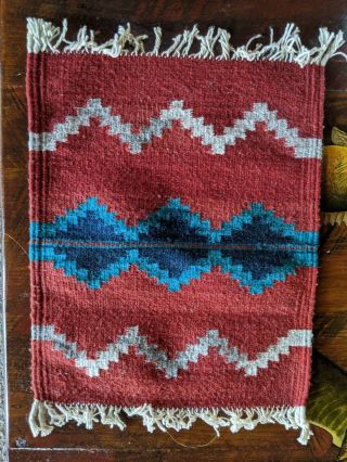 Vintage Small Navajo Wool Rug Native American Indian 19 " X 15 "