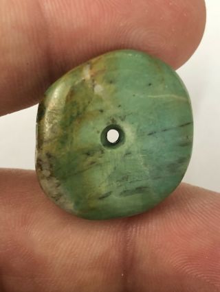 Large Drilled Pre Columbian Jade Bead From Mexico Colorful Stone Jadeite