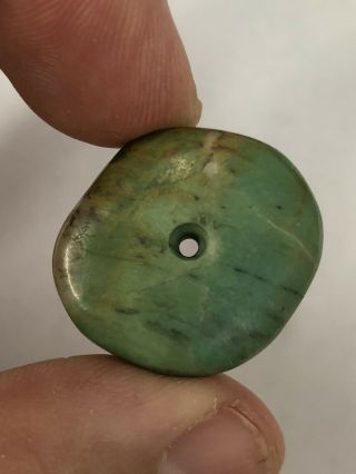 LARGE DRILLED PRE COLUMBIAN JADE BEAD FROM MEXICO COLORFUL STONE JADEITE 2