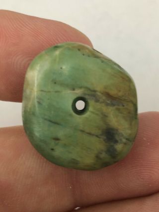 LARGE DRILLED PRE COLUMBIAN JADE BEAD FROM MEXICO COLORFUL STONE JADEITE 3