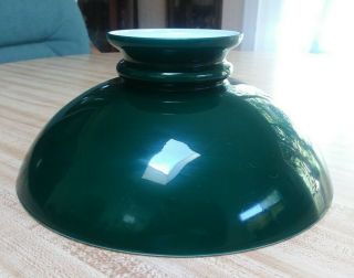 Antique 10 " Cased Green Emerald Glass Oil Keosene Student Lamp Shade Emeralite?