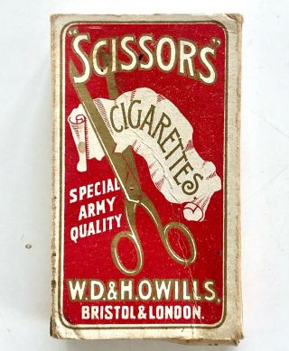 Ww1 British Cigarette Package - Scissors Brand - Army Quality - W.  D.  & H.  O.  Wills