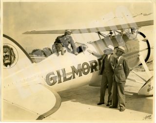 1930 Press Photo Gilmore Oil Roscoe Turner Lion Gas Lockheed Air Express