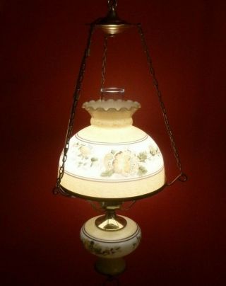 Vintage Hanging Kitchen Hurricane Library Parlor Lamp Lights 10 