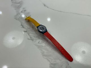 Vintage Swatch Watch 80s 1980s Red Yellow Blue