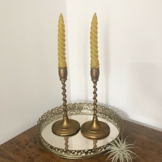 Vintage Spiral Brass Candlestick Candle Holder Boho Eclectic Decor