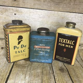 Vintage Talcum Powder Tins For Men Set Of 3 Decorative Collectible Tins