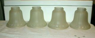 Set Of 4 Matching Vintage 2 1/4 " Fitter Frosted & Clear Square Light Lamp Shade