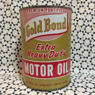 Vintage Gold Bond Extra Heavy Duty Motor Oil Metal Quart Can