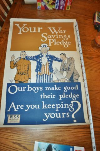Ww1 War Savings Stamps Uncle Sam & Soldier Poster 21 