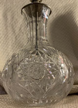 Abp American Brilliant Period Cut Crystal Glass Water Hobstar Carafe Vase Lamp