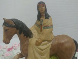 Woman On Horse Hand Painted Bisque Figurine Statue By Tmd 1991