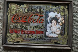 Vintage Coca Cola " Relieves Fatigue " Mirror “14” X “11”