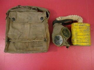 Wwi Era Aef Us Army Gas Mask - Complete With Canvas Carry Bag - 2