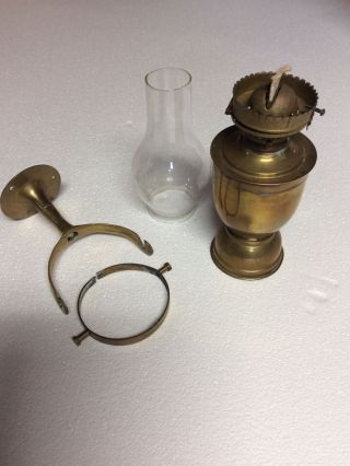 Vintage Brass Wall Mountable Hurricane Oil Lamp