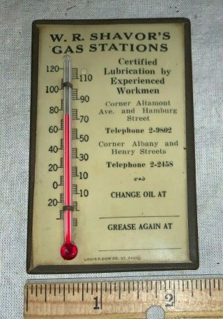 Antique W.  R.  Shavor Gas Station Celluloid Thermometer Oil Change Sun Visor Sign