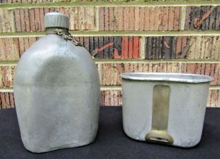 Pre Wwi Us Army M - 1910 Spun Aluminum Seamless Canteen & Cup - Named