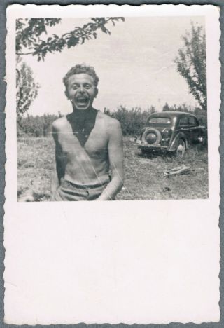 71 Shirtless Man Laughing Gay Interest Vintage Photo Snapshot 1950 
