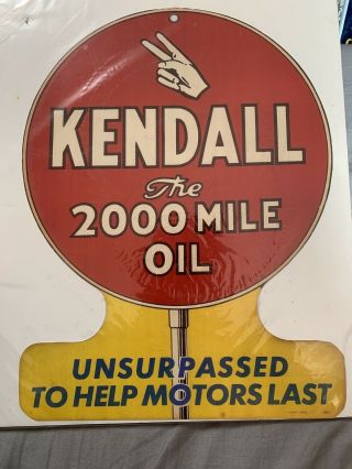 Vintage Kendall The 2000 Mile Oil Paddle Die - Cut Sign 13.  5” X 10.  25”