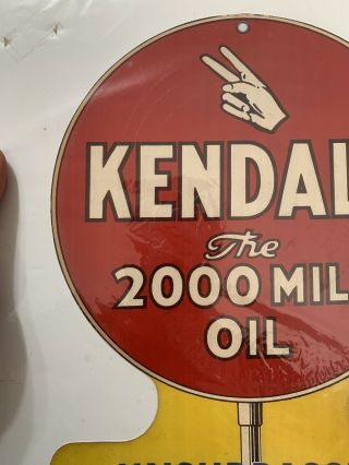 Vintage Kendall The 2000 Mile Oil Paddle Die - Cut Sign 13.  5” X 10.  25” 2