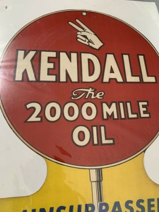 Vintage Kendall The 2000 Mile Oil Paddle Die - Cut Sign 13.  5” X 10.  25” 3