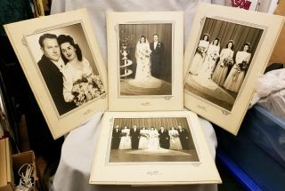 Set Of 4 Vintage 1948 8 " X 10 " Wedding Photos/portraits W/cardboard Mat/frames