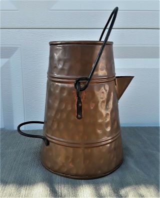 Vintage Large Copper Watering Container With Black Metal Handles