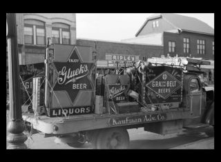 1940 Grain Belt Beer Sign Photo,  Truck Billboard,  Gluek 