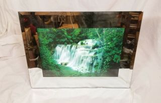 Beveled Edge Mirrored Picture Frame Moving Animated Lighted/waterfall Sound