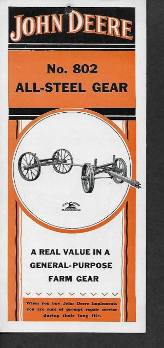 Rare Vtg 1936 John Deere No 802 All - Steel Gear Advertising Brochure Farm Booklet