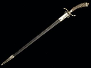 German Prussian Hirschfanger Hunting Dagger Short Sword Etched Blade WW1 Era 2