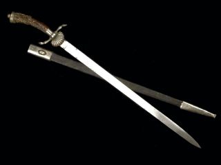 German Prussian Hirschfanger Hunting Dagger Short Sword Etched Blade WW1 Era 3