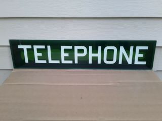 Vintage Glass Telephone Phone Booth Sign Green